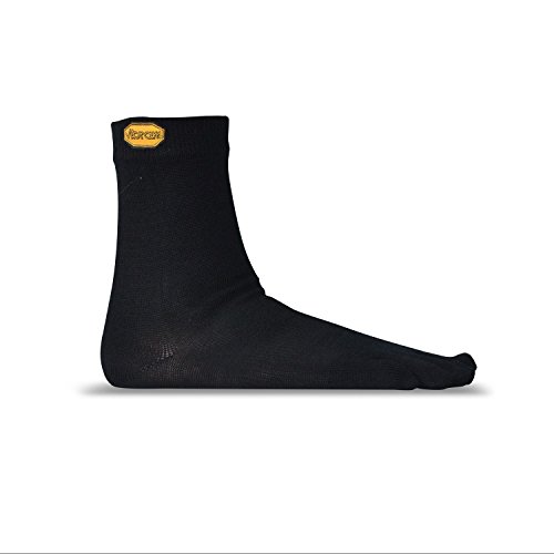Vibram Merino Wool-Blend Crew Toe Socks (X-Large, Black)