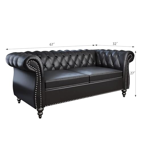 Image of WOODEN WORLD Modern & Classic Leather Sofa Set - Luxurious Comfort, Stylish Design, and Durable Build (Black, 3+2 Seater)