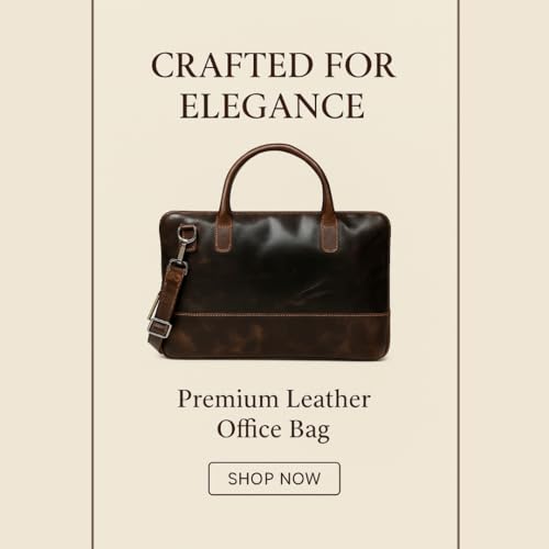 Image of MaheTri Modernist Genuine Leather Laptop Bag (Up to - 15.6 inch) for Men & Women | Unisex Lightweight Leather Briefcase with Adjustable Strap | Multiple card Slots With Zipper Pockets