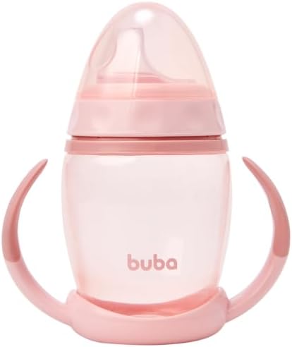 Buba Copo Infantil de Silicone Rosa Claro, 250ml, com Alça Removí...