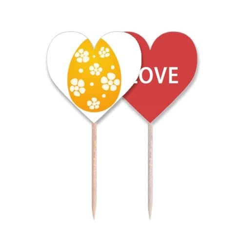 Pic à cupcakes œuf jaune drapeau cœur Pâques décoration gâteau muffin