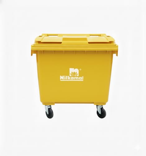 Image of Nilkamal Big Plastic Wheeled Dustbin with Lid 660 Litre Yellow