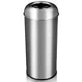 EcoExplorer 65L/17Gal Heavy Duty Open Top Commercial/Kitchen Trash Can, Fingerprint-Resistant Waste Bin for Office Bedroom Restaurant, Brushed Stainless Steel