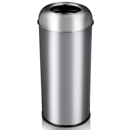 Image of 65L /17 Gallon Heavy Duty Tall Commercial /Kitchen Trash Can, Open Top Waste Bin for Office Bedroom Restaurant, Brushed Stainless Steel Finish
