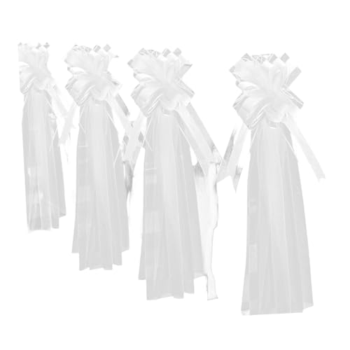Perfeclan Lot de 4 nœuds de Mariage pour Banc d'église, décoration de Mariage avec Tulle de 47 Pouces, décoration d'allée pour Cadeaux de fête,...
