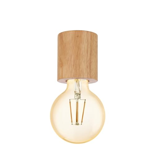 Plafonnier Turialdo Eglo luminaire industriel vintage en bois et acier noir