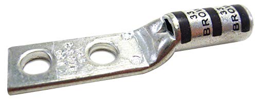 Two Hole Lug Compression Connector, 2 Awg