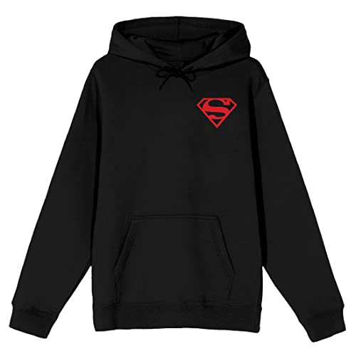 DC Comic Book Superman Red Logo Men's Black Hooded Sweatshirt