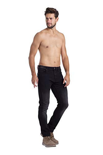 Jean slim fit pour homme en maille denim super stretch coupe droite - Noir - Taille 40 Cover