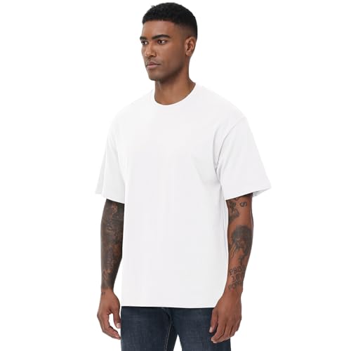 Image of KEEPSHOWING Mens Oversized T-Shirts, Cotton Loose Fit Crewneck Short Sleeve Casual Tees Workout Gym Basic Tops