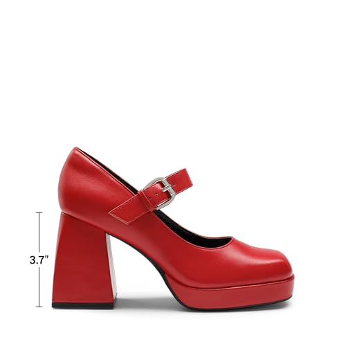 Image of DREAM PAIRS Women's High Chunky Platform Closed Toe Mary Jane Block Heels Square Toe Strappy Dress Wedding Party Pumps Shoes