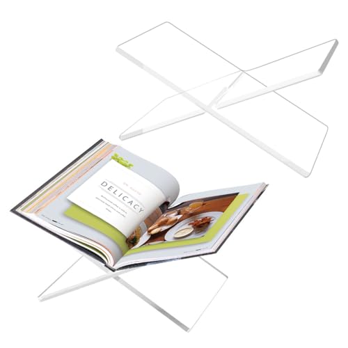 Haploon Clear Acrylic Book Stand 2 Pack Cross Frame Design Book Holder