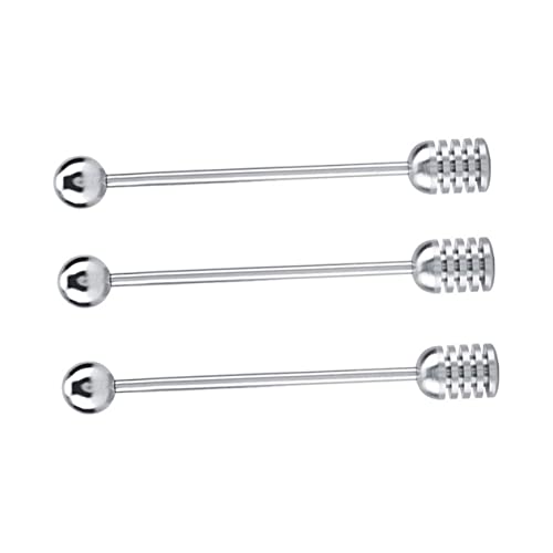 GRIRIW 3pcs Honey Stirrer Honey Sticks Honey Stir Sticks Stainless Steel Honey Dipper Syrup Stirrer Honey Stirring Spoon Silver