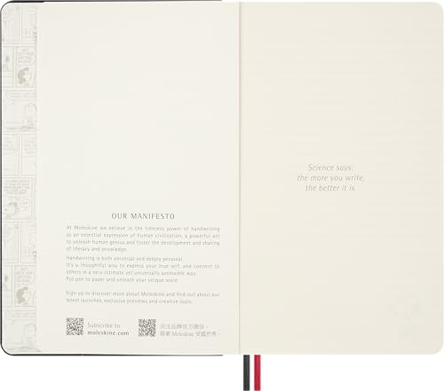 Moleskine Peanuts Snoopy Verehrer Notizbuch limitierte Ausgabe, L/A5, liniert, fester Einband, Schwarz