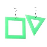 70s 80s Neon Earrings Retro Acrylic Geometric Square Triangle Dangle Earring Candy Color 80s 90s Costume Dancing Party Accessory-Green