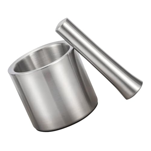 Homoyoyo Mortero de Acero Inoxidable Machacar Ajo y Especias Compacto y Versátil para Restaurante Triturador Manual Resistente y Fácil de Limpiar