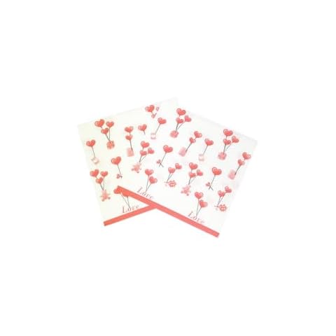 AYAROS 40Pcs Red Heart Napkins Balloon Love Napkins Beautiful Love Napkins Decorative Napkins for Decoupage Mother's Day Napkins Father's Day Napkins Pretty Napkins Valentine Napkins 6.5"", White Cover