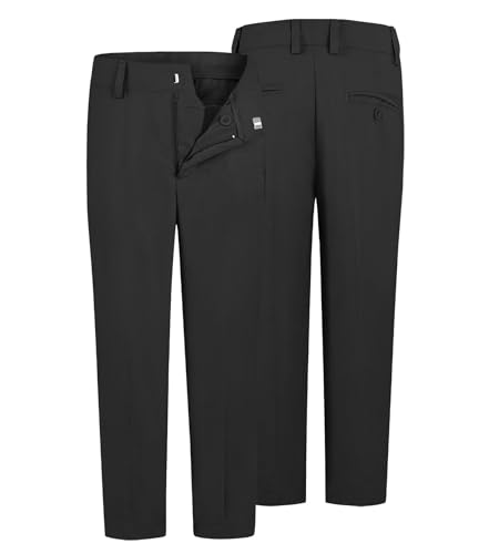 QBK Boys Flat Front Dress Pants Uniform Pants Adjustable Waistband for Toddler to Youth with Pockets3