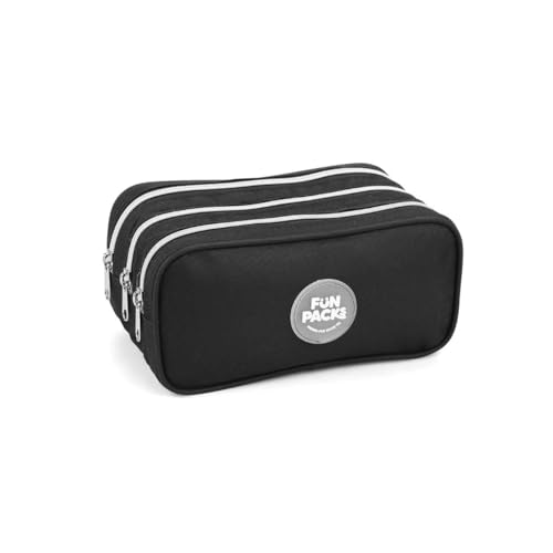 Estojo Triplo Feminino Escolar Moderno e Espaçoso Organizador (Preto)