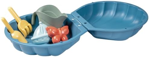 Smoby Life 7600868001 Mini Double Filled Sandbox – Seashell Shaped – Shovel – Rake – Sand Mould and Watering Can – for Children from 18 Months – Recycled