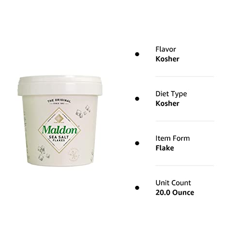 Maldon Salt Company Salt, Sea Salt Flakes, 20 Oz (570 G), Resealable Tub, Kosher, Natural, Handcrafted, Gourmet, Pyramid Crystals-1 #TOP4