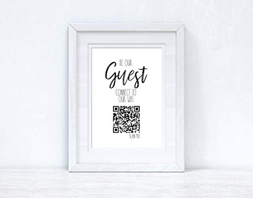 LS Bright Design LTD Personalisierbares Wifi-Passwort-Schild, WiFi-Internet-Home-Shop, Gästezimmer, Poster (Hochglanz-Finish, A4, 210 x 297 mm, Be Our Guest Wifi)