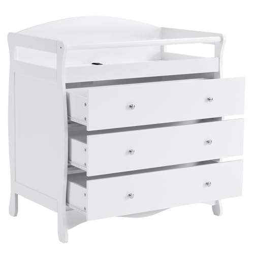 Changing Table with 3 Drawers and Safety Rail