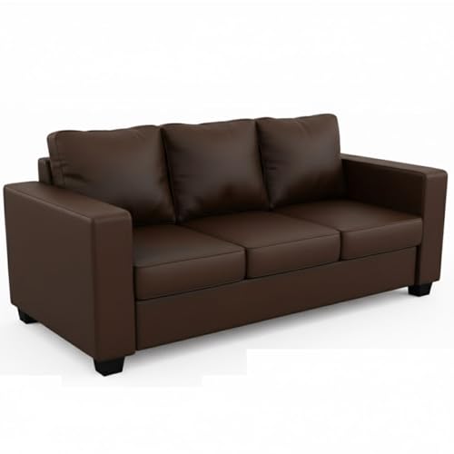Image of FURNY Harloy 3 Seater Leatherette Sofa Set (Brown) in Premium Finish | Durable Comfort | Ideal for Living Room