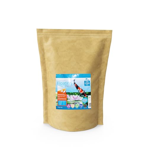 Aqua Care Premium Floating Pellets 20KG 6mm Medium, Fish Food for Goldfish & Koi - Natural Ingredients, Balanced Nutrition, Reduces Water Pollution, Suitable for Goldfish and Koi