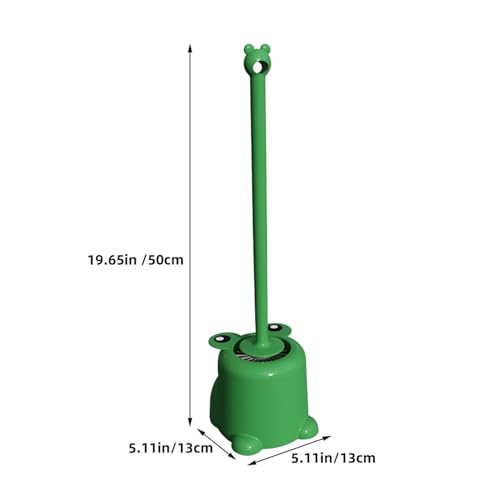 Image of Ipetboom Frog Toilet Brush with Long Handle and Holder Set Cute Bathroom Toilet Scrubber Brush for Home Office Deep Cleaning 19.7 Inch