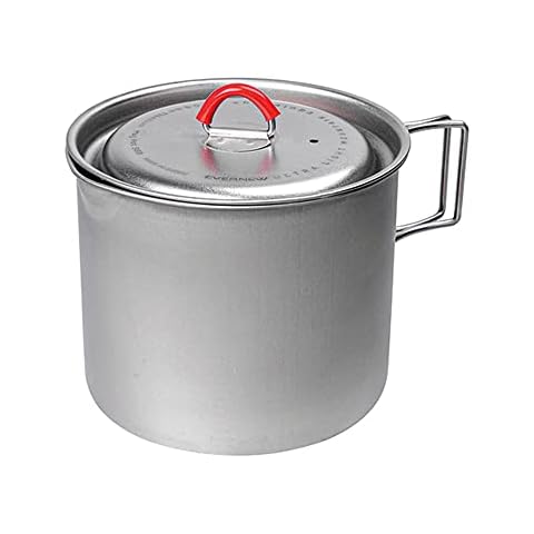 Evernew Titanium Lightweight Camping Mug Pot w/Folding Handle Set, 900ml Cover
