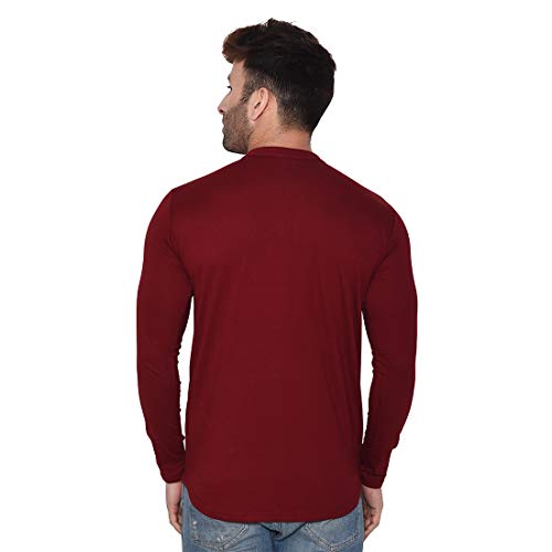 Image of Geum Men's Mandarin Collar Shirt | Slim Fit Full Sleeve Casual Shirt with Printed Chest Logo | Soft Cotton Blend Stylish Button Down for Party, Office