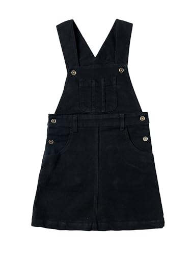 Image of KiddoPanti Girls Solid A-Line Fit Pinafore 5 Pocket Denim Dungaree Skirt