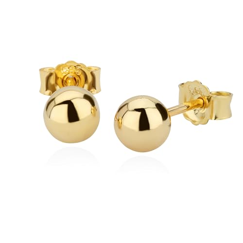 NKlaus 5mm Kugel Ohrstecker Gold 585 - Ohrringe Gold - 14 Karat Gelbgold - Schmuck Damen & Kinder - Kugelstecker - Paar - 5573
