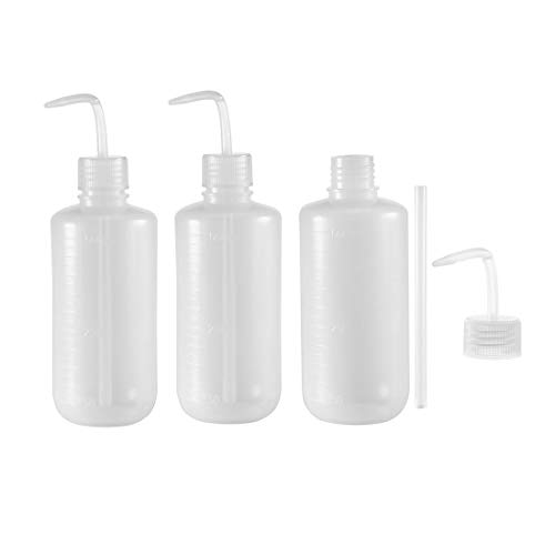 uxcell Plastic Wash Bottle Squeeze Bottle Plant Flower Succulent Watering Bottle 500ml/17oz LDPE Lab Tip Liquid Storage, Pack of 3