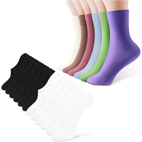 IDEGG Women's 6 Pairs No Show & 6 Pairs Crew Socks for Women & Girls (Small)