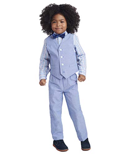 Image of Nautica Boys' 4-piece Formal Suit Set with Vest, Pants, Collared Dress Shirt, and Tie