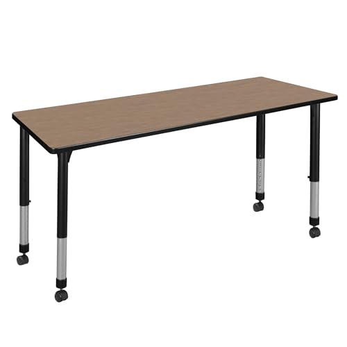 Regency Kee 72 x 24 in. Height Adjustable Mobile Classroom Activity Table- Noble Oak Top & Black Base