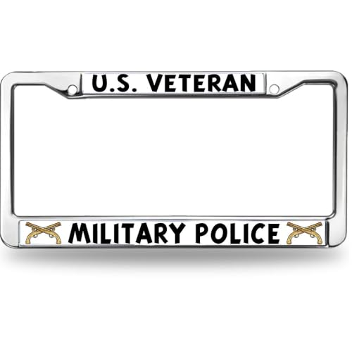 Image of US Veteran Military Police License Plate Frame Metal Auto Tag Holder | US Veteran Military Police License Plate Frame Metal Car Tag Holder Rustproof Fit Standard US Vehicles Truck Exterior Decors