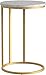 Walker Edison Ophelia Contemporary Metal and Glass Round C Accent Table, 16 Inch, Marble and Gold