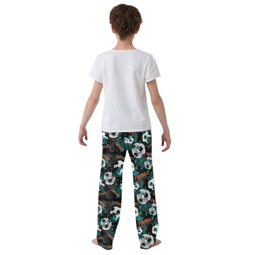 ZZXXB Football Sport Pattern Boys Long Pants Soft Trousers Elastic Waist Kids Lounge Bottoms with Pockets S-XL3