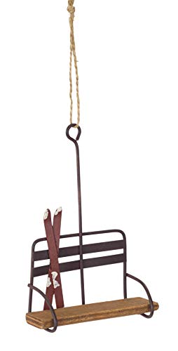 Melrose Ski Chair Lift Ornament, Wood, Metal, 5.25 Inches Height, Christmas Tree Ornament, Home Decor #TOP4