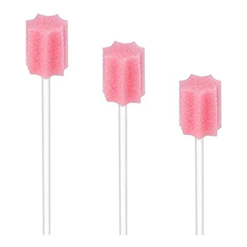 (100PCS) Disposable Mouth Swabs Sponge - Unflavored & Sterile Oral Swabs Dental Swabsticks for Mouth Cleaning (Pink) Cover
