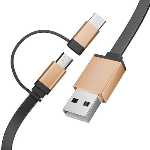 2 In 1 USB C Charger Cord Cable 1M Fast Charging Cable Charger Power Adapter Supply USB Type C Micro USB Extension Cord for Home Security Cameras or Devices Tablets Smartphones Controller (Black)