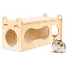 7.9-Inch Natural Wood Hamster Smiley Face Tunnel Toy Open-Ended Comfort Tube, DIY Cozy Happy Tunnel for Dwarf Hamsters, Gerbils, Mice