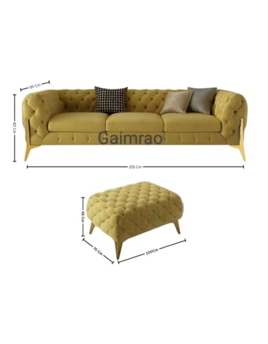Image of Classic 3+1= 4 Seater with Footrest Seater Sofa Set Luxury Chesterfield Modern Fahionalable Sleeper Sofa for Living Room, Dining Room, (MAHEDI F)