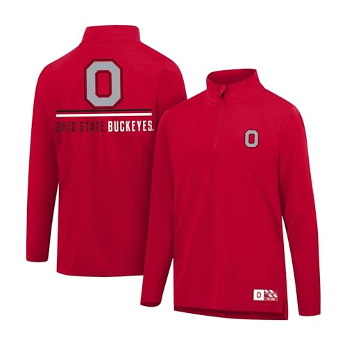 Ultra Game Mens NCAA Official Super Soft Quarter Zip Long Sleeve T-Shirt Ohio State Buckeyes Team Color Medium