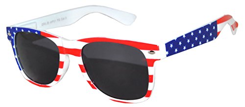 Image of OWL Classic American Flag Sunglasses USA Patriot Colored Lens 4th of July