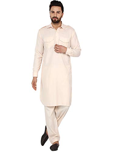 Kurta Pyjama homme SKAVIJ beige taille S ensemble indien confortable