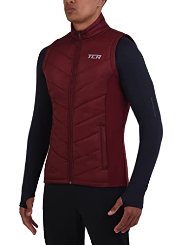 TCA Men's Excel Runner Walking Hiking Lightweight Full Zip Sleveless Puffer Padded Vest with Zipper Pockets